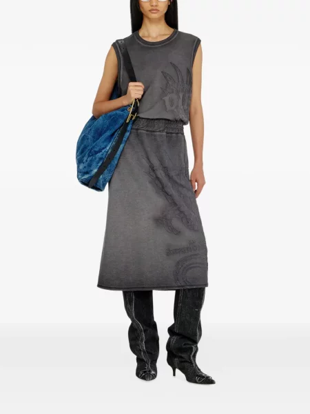 Fleece midi szoknya Diesel nyomtatás szürke