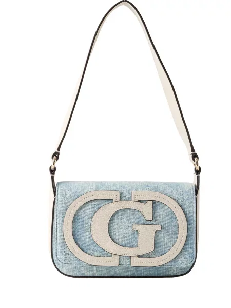 GUESS Geantă de umăr Ruby bej / denim albastru
