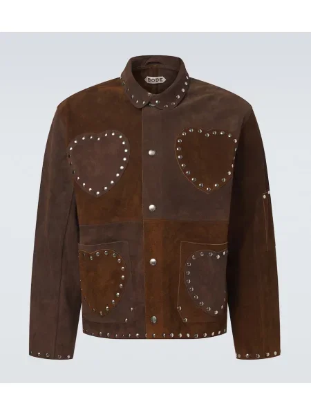 Geacă Bode din piele de căprioară cu tepi maro