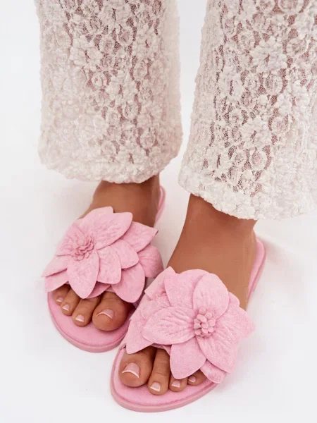 Papuci Boto cu model floral alb