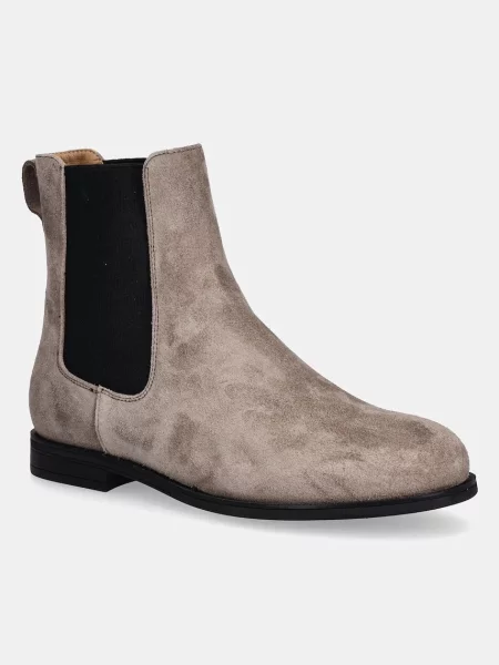 BOSS botine din piele întoarsă Lycia cu plat maro