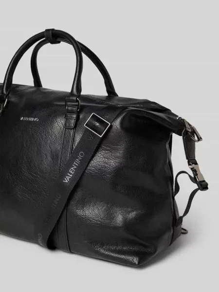 Torba weekendowa z detalem z logo Valentino czarna