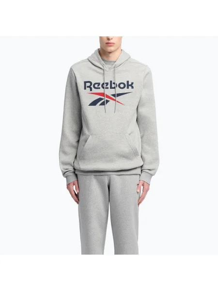 Hanorac pentru bărbați Reebok Identity Big Logo Fleece Hoodie medium grey heater/vector navy/vector red gri