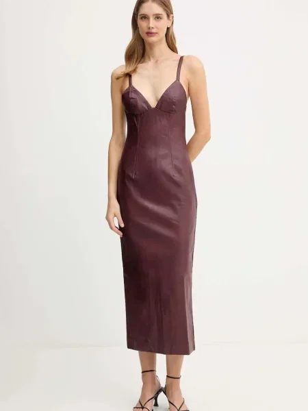 Bardot rochie midi mulată bordo