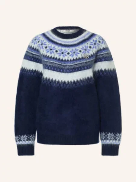 Maje Sweter Z Kamieniami Ozdobnymi blau granatowy