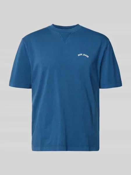 T-shirt o kroju regular fit z czystej bawełny model John Tee' Pepe Jeans błękitna