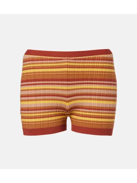 Pantaloni scurți Bananhot cu dungi tricotate maro