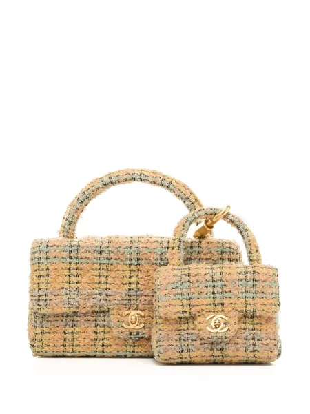Tvídová klasická kabelka Chanel Pre-owned žlutá