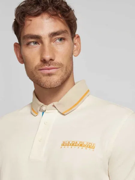 Koszulka polo o kroju slim fit z nadrukiem z logo Napapijri białe
