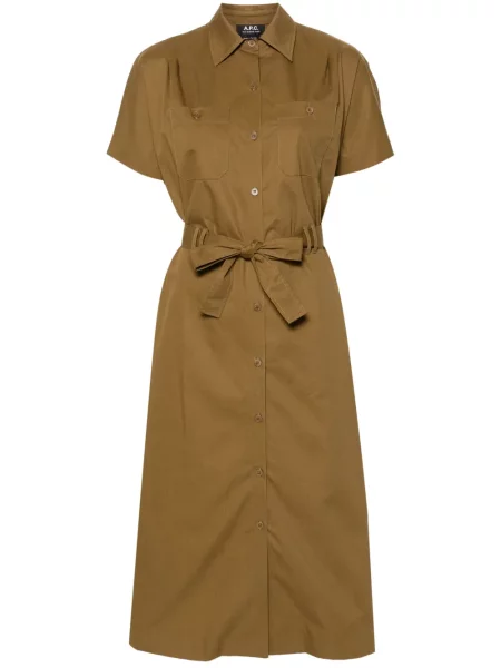 Rochie tip cămașă A.p.c. până la genunchi de costum verde