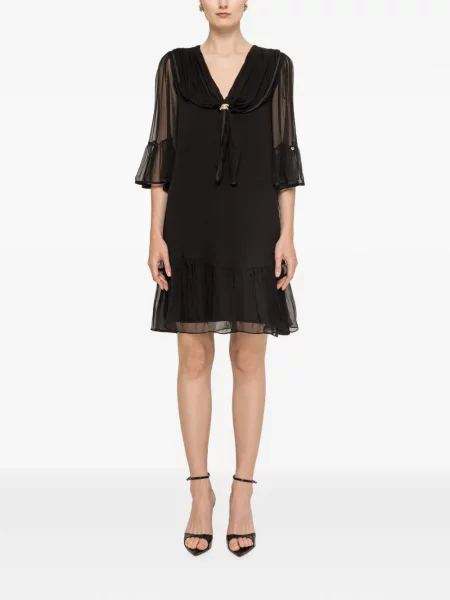 Rochie midi Nissa de mătase negru