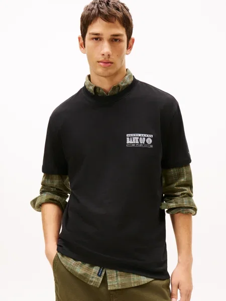 Tommy Jeans Tričko BILLS námornícka modrá / červená / čierna biela
