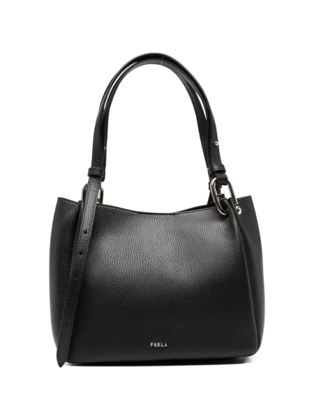 Geantă shopper Furla cu autograf negru