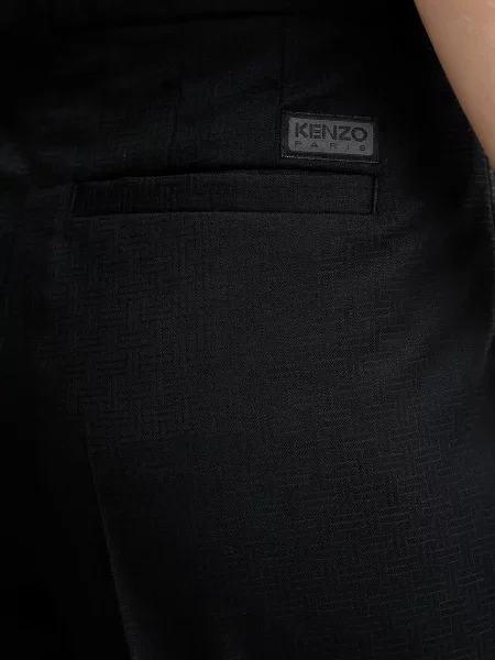 Шерстяные брюки Kenzo с высокой посадкой синие