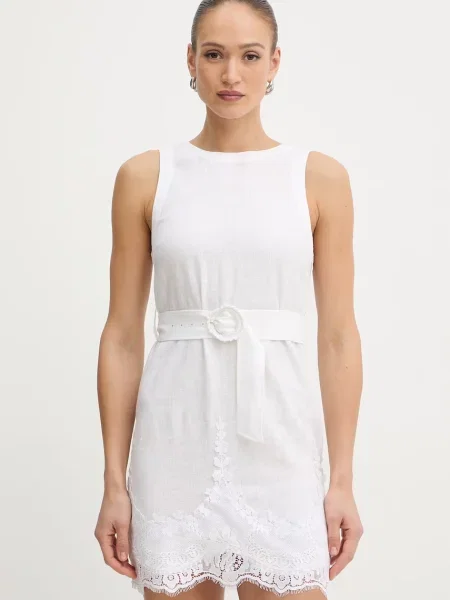 Twinset sukienka lniana biała