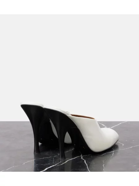 Papuci tip mules Khaite din piele alb