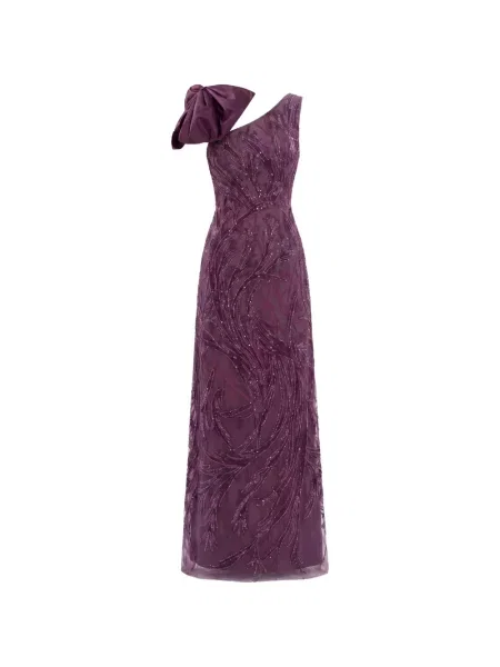 Rochie maxi Saiid Kobeisy cu funde asimetrică violet