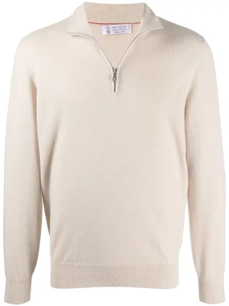 Pulover Brunello Cucinelli tricotate scurt gri