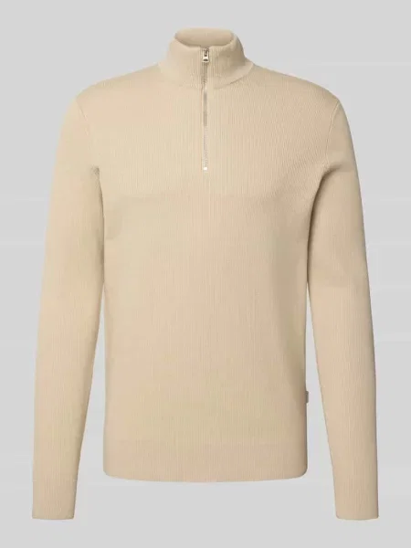 Sweter z dzianiny o kroju regular fit z mieszanki bawełny model ‘PHIL’ Only & Sons beżowy