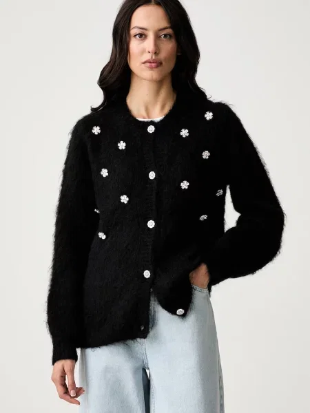 Silvian Heach cardigan pentru femei cu lână QUARLEN negru