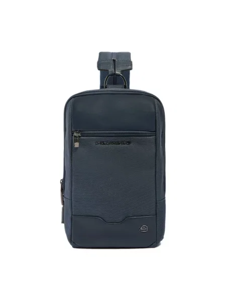 Torba crossbody Piquadro skórzana niebieska