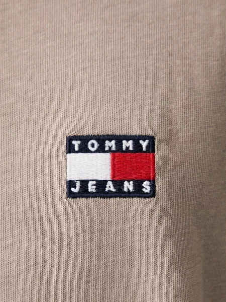 Тениска с дълъг ръкав Tommy Jeans с дълъг ръкав бежово