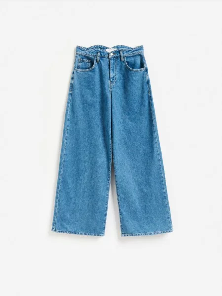 Reserved Blugi wide leg albastru