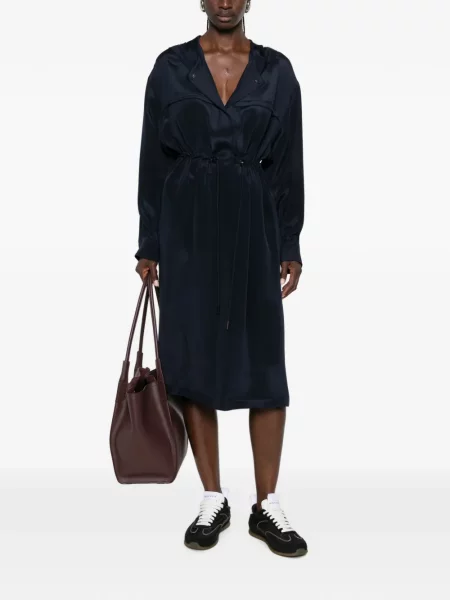 Palton Max Mara cu glugă cu cordon albastru