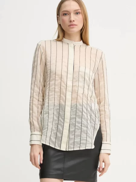 Day Birger et Mikkelsen camasa Yrsa femei cu guler stand-up relaxed bej