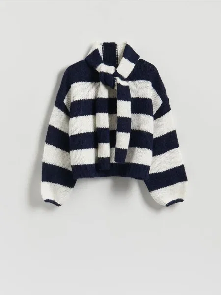 Reserved Pulover cu cordon bleumarin