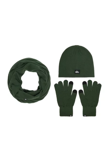 Set čepice tunelová šála a rukavice Quiksilver Tmavě zelená