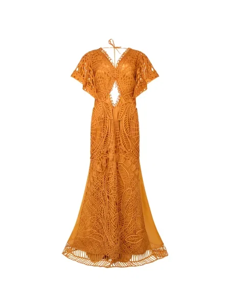 Rochie Alberta Ferretti de mătase portocaliu