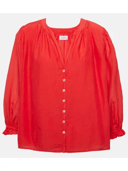 Cămașă Velvet de mătase roșu