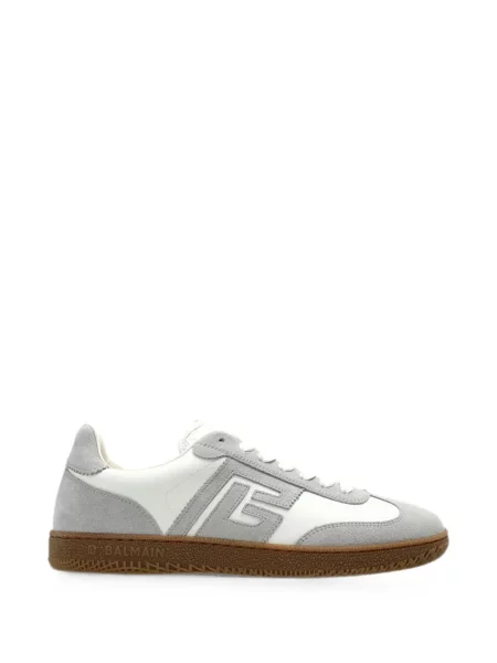 Sneakerși Balmain din piele cu autograf alb
