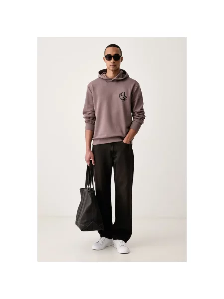 Bluza z kapturem Karl Lagerfeld z kapturem brązowa