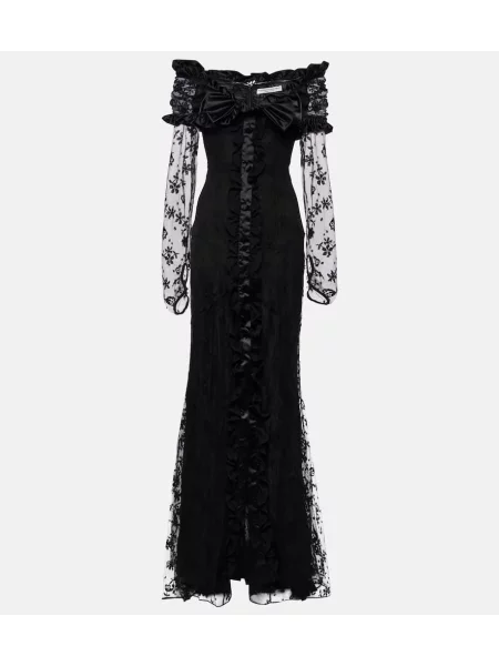 Čipkasta obleka Alessandra Rich z lokom s čipko črna