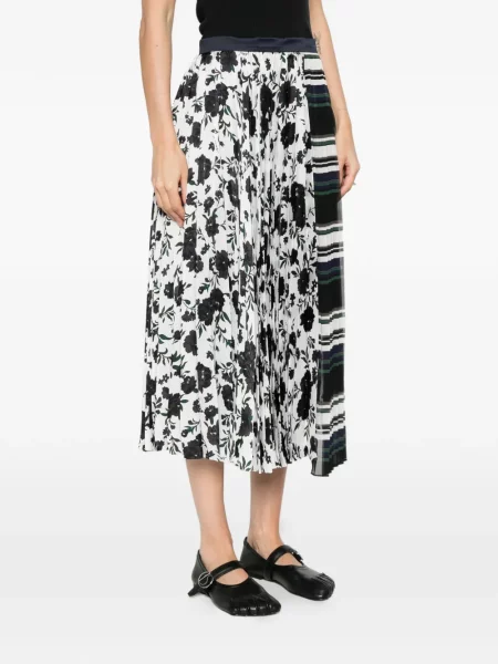 Fusta plisata Sacai cu imagine plisată albastru