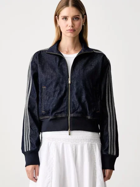 Adidas Originals geacă de blugi pentru femei din denim Firebird albastru