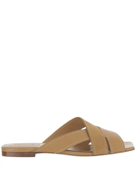 Klapki Tod's skórzane beżowe