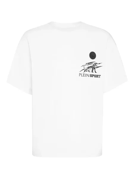 Tricou Plein Sport cu imagine cu decolteu rotund cu dungi de tigru alb