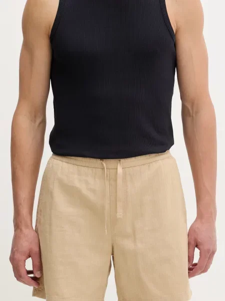 Tommy Jeans σορτς ανδρικά με λινό μπεζ