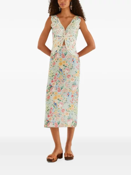 Rochie midi Farm Rio cu model floral cu imagine albastru
