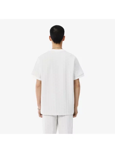 Lacoste Koszulka Żakardowa Z Monogramem Szary biała