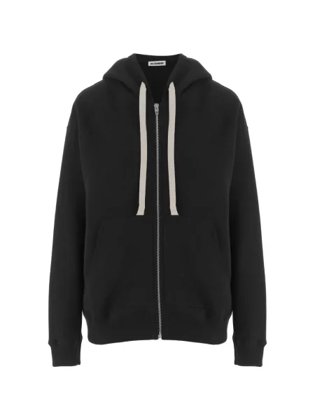 Hanorac cu glugă Jil Sander cu cordon negru