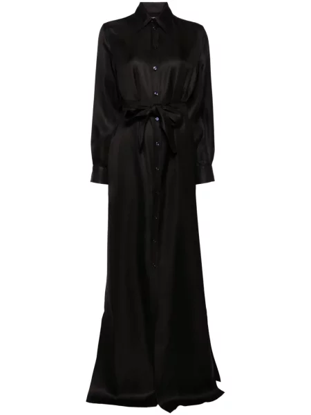 Rochie tip cămașă Tom Ford de mătase de costum negru