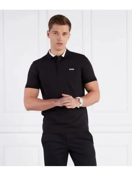 BOSS GREEN Polo Paule negru