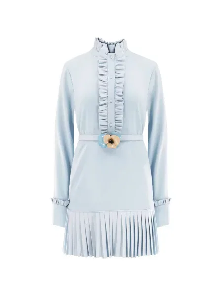 Plisuotas kostiumas suknele Alexis su raukiniais mėlyna