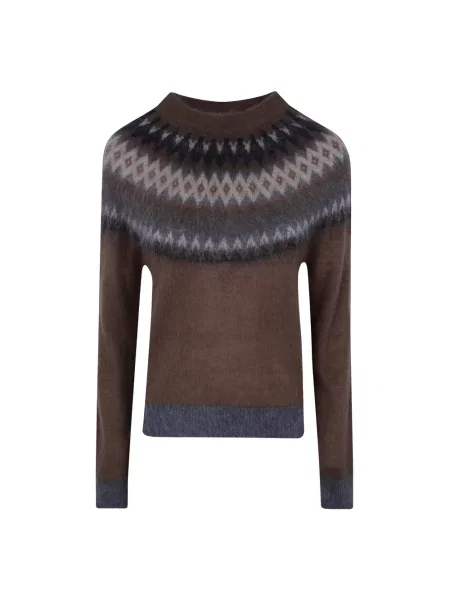 Sweter Max Mara Studio wełniany z nadrukiem brązowy