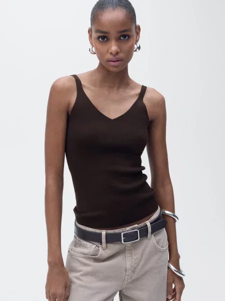 Топ MANGO темно-коричневий коричневий