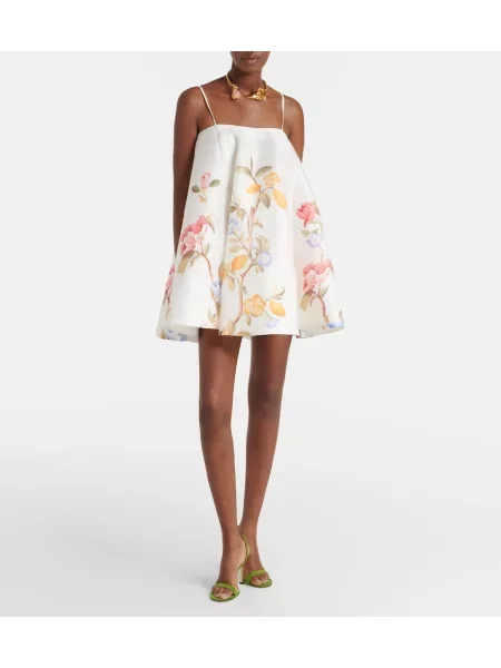 Rochie Leo Lin de in cu model floral alb